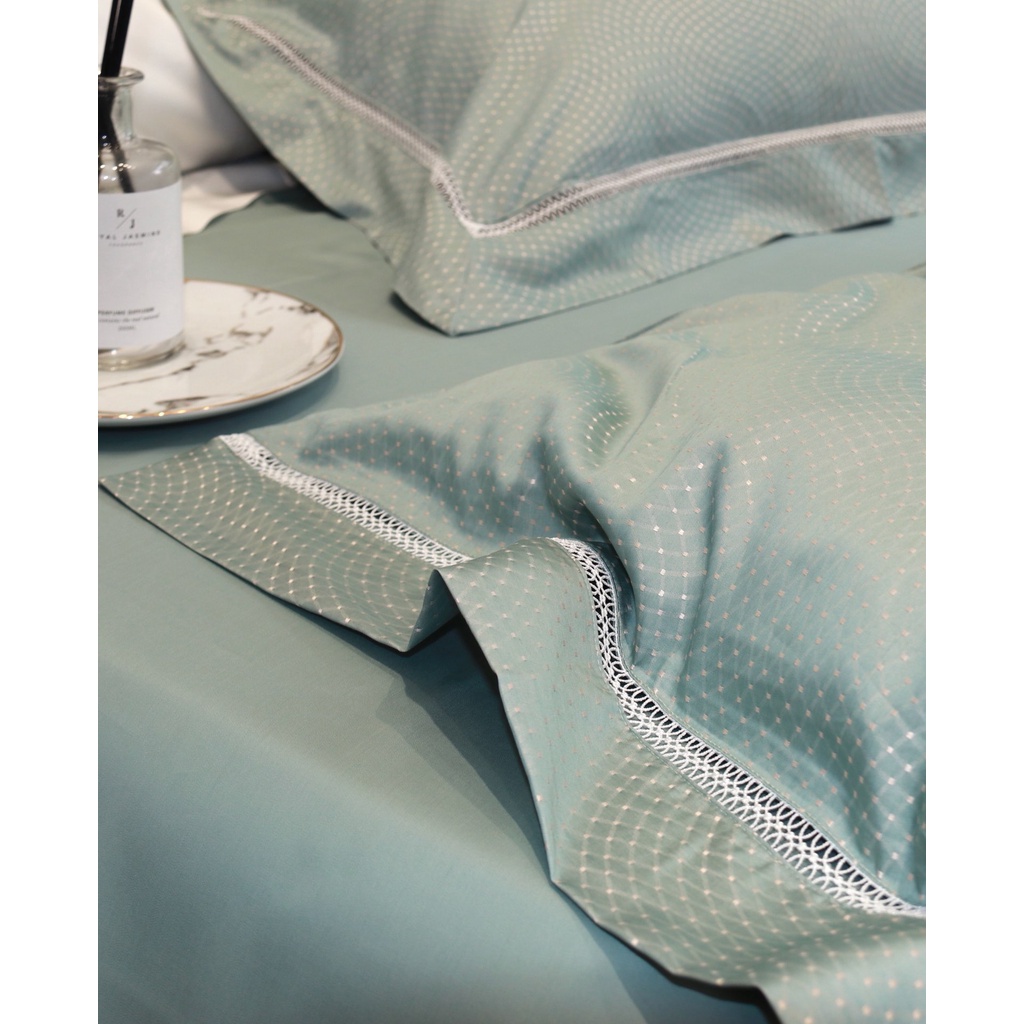 Bộ chăn ga gối lụa cao cấp 100%Tencel 120s, Diamond Dobby cực sang trọng chất liệu siêu mát mịn
