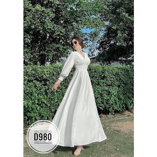 Bigsize Đầm maxi tay phồng D980