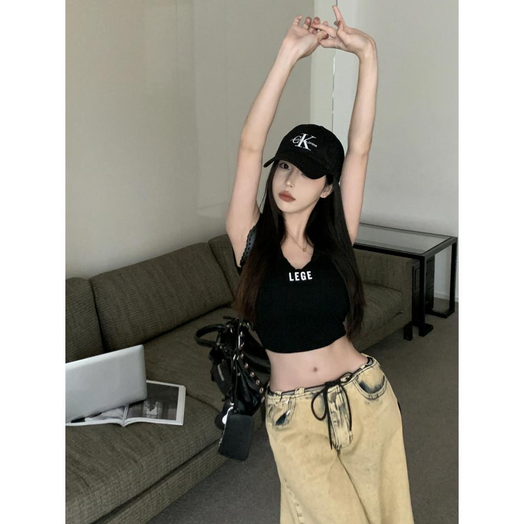 Cocory vn Áo Tank Top Ôm Dáng In Chữ Thời Trang Mùa Hè Quyến Rũ Cho Nữ