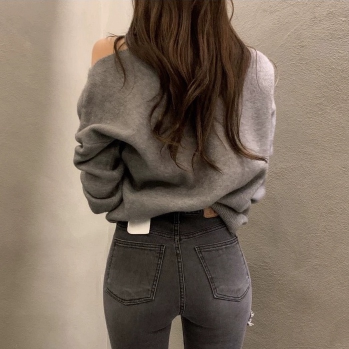 Áo Len Tay Dài Trễ Vai Màu Trơn Thời Trang Hàn Quốc Quyến Rũ Cho Nữ | BigBuy360 - bigbuy360.vn