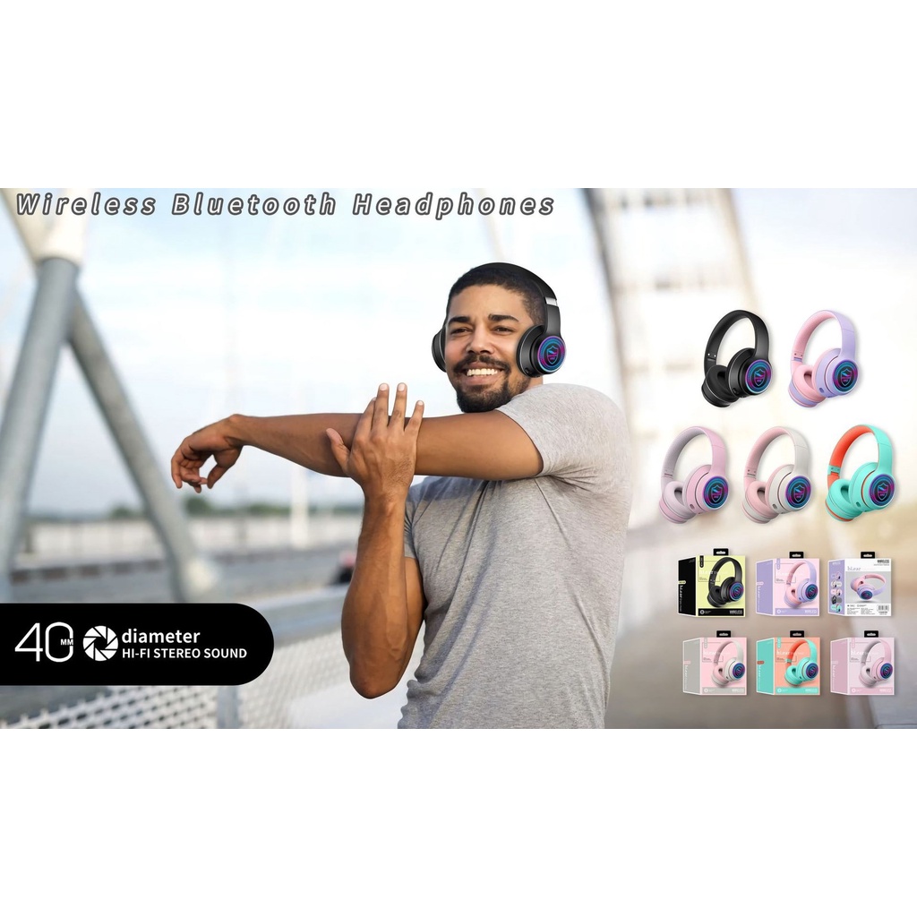 Tai Nghe/Headphone Bluetooth 5.0 K28 Tích Hợp Đèn LED Phát Sáng Chất Lượng Âm Thanh Nổi Kiểu Dáng Sành Điệu