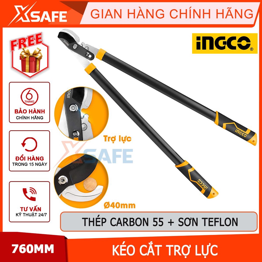 Kéo cắt cành cộng lực INGCO HLT7608 760mm, thép xử lý nhiệt, sơn chống gỉ, kìm cắt cành cộng lực [CHÍNH HÃNG][XSAFE]