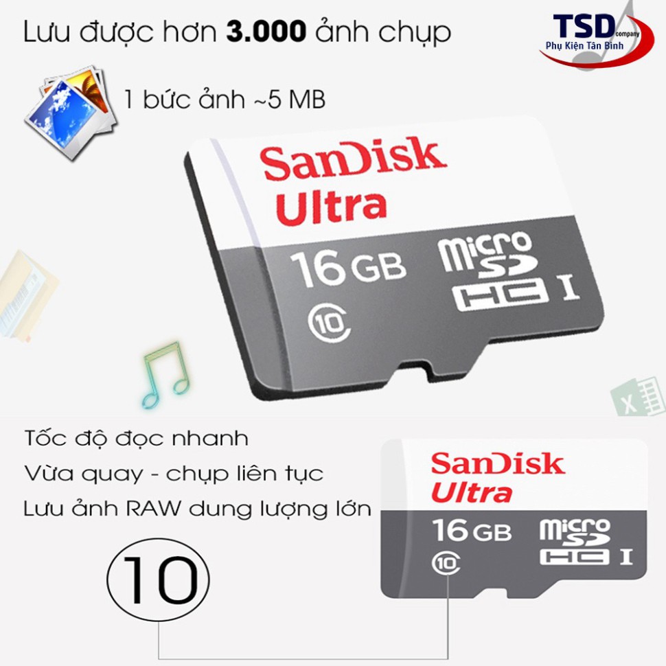 Thẻ Nhớ 16GB Sandisk 80mb/s Micro SD Chính Hãng Bảo Hành 5 Năm | BigBuy360 - bigbuy360.vn