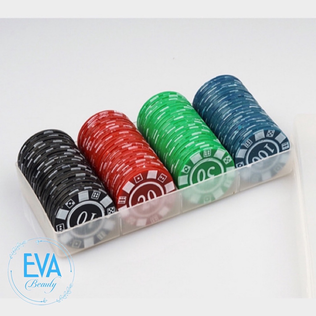Bộ Đồ Chơi 80 Đồng Xu Nhựa Chip Poker Số Viền Hoa Văn Nhiều Màu Cao Cấp M571