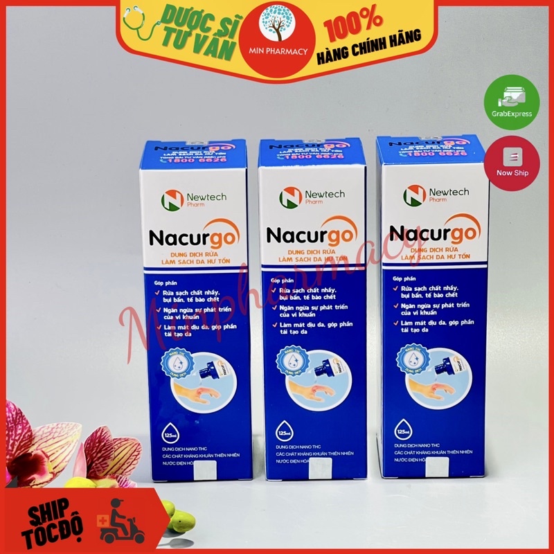Dung dịch rửa, làm sạch da hư tổn NACURGO chai 125ml - Minpharmacy