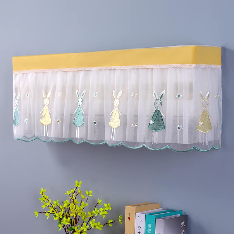 Rèm phủ che điều hòa máy lạnh trang trí vải ren họa tiết dễ thương chống bụi