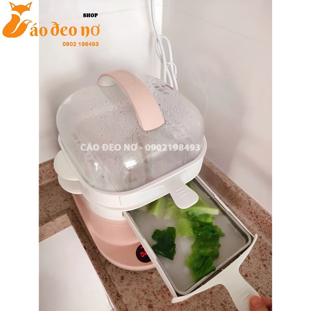 Máy Làm Bánh Cuốn Hai Tầng Kèm Lồng Hấp Đa Năng BEAR - Cáo Đeo Nơ