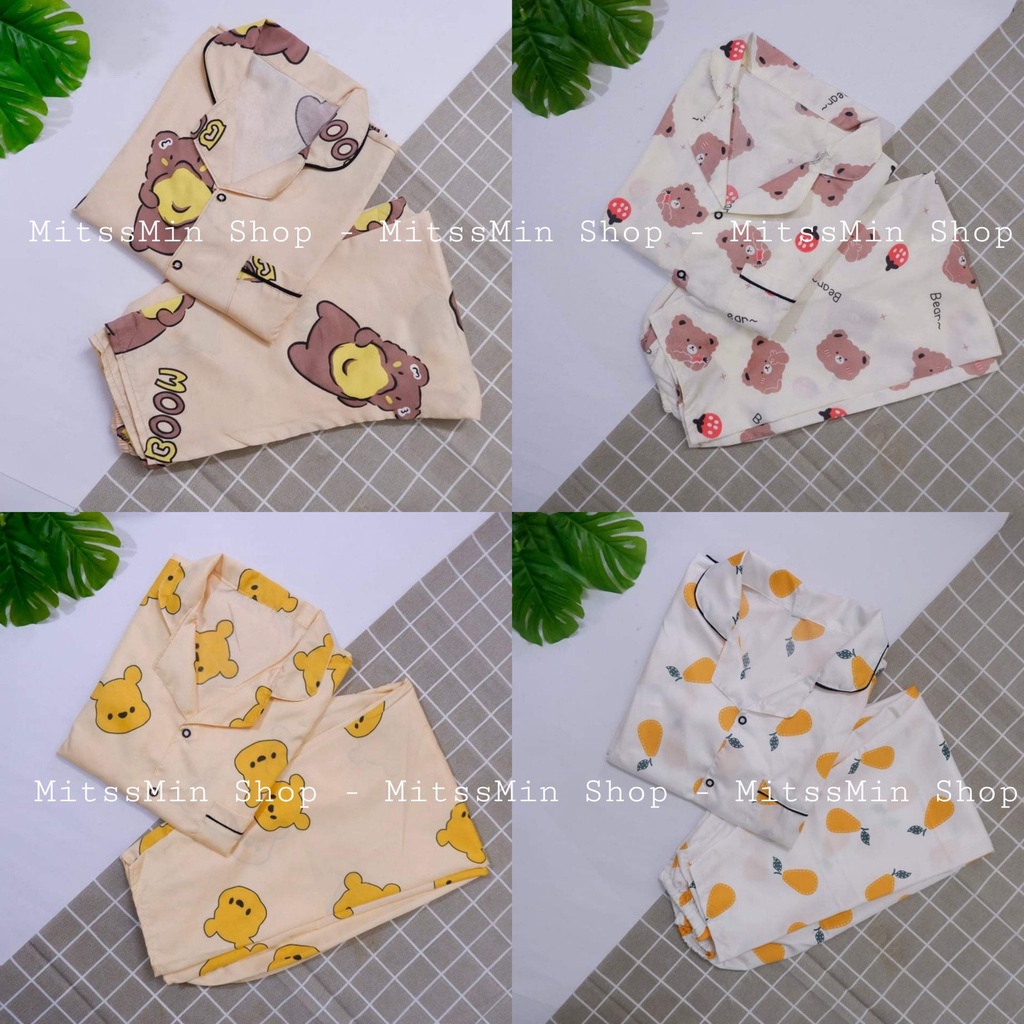 Đồ ngủ pijama, pijama dài tay nữ kate thái freesize 45-65kg mặc nhà siêu thoáng mát | BigBuy360 - bigbuy360.vn