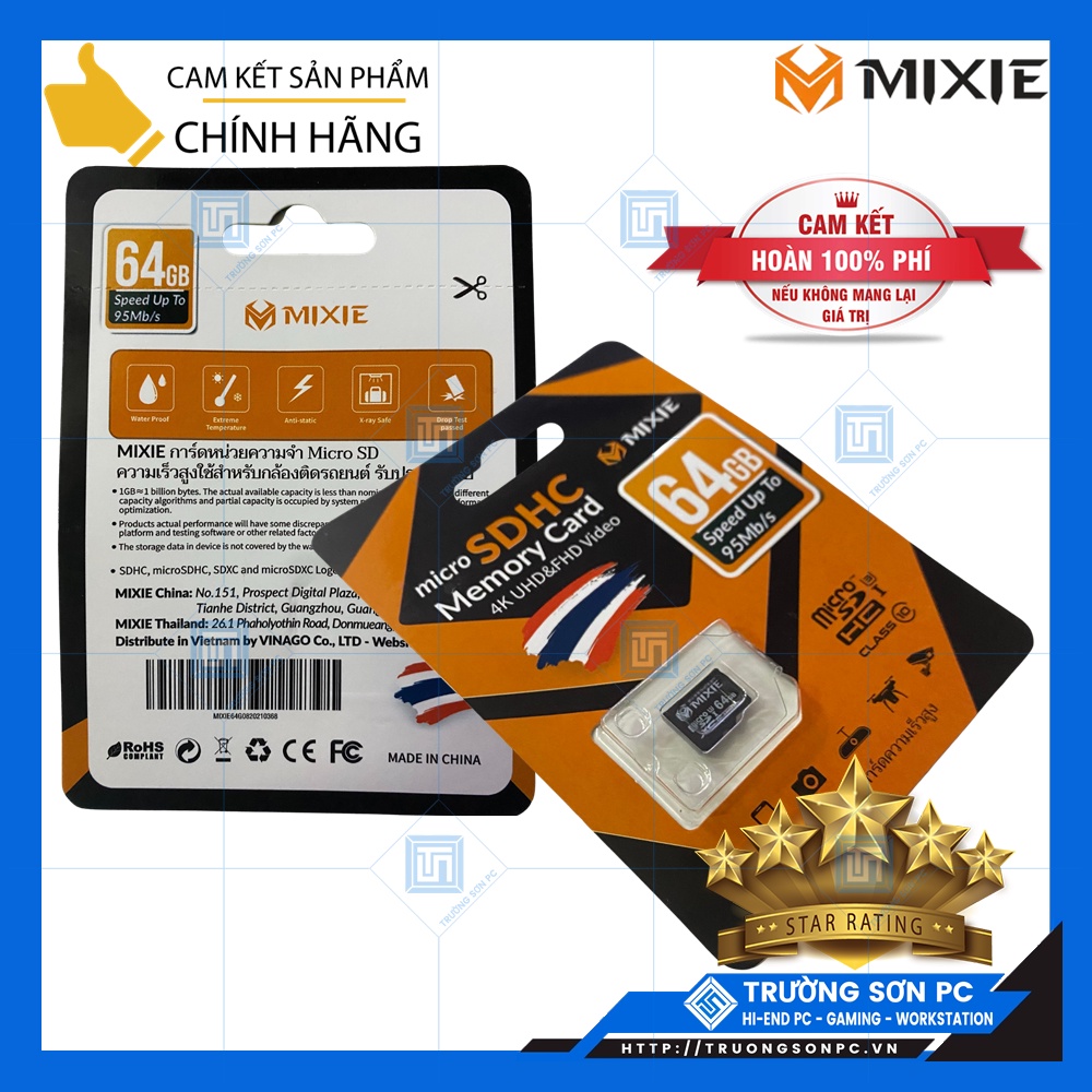 Thẻ Nhớ MIXIE TRANCOO 32Gb &amp; 64Gb Micro SDHC Memory Card 4K UHD&amp;FHD Video Class 10 | Speed Up To 95Mb/s