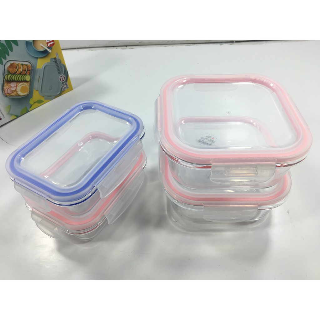 Hộp cơm thủy tinh chịu nhiệt cao đựng thức ăn, thực phẩm để lò vi sóng vuông tròn các loại Red cherry | BigBuy360 - bigbuy360.vn