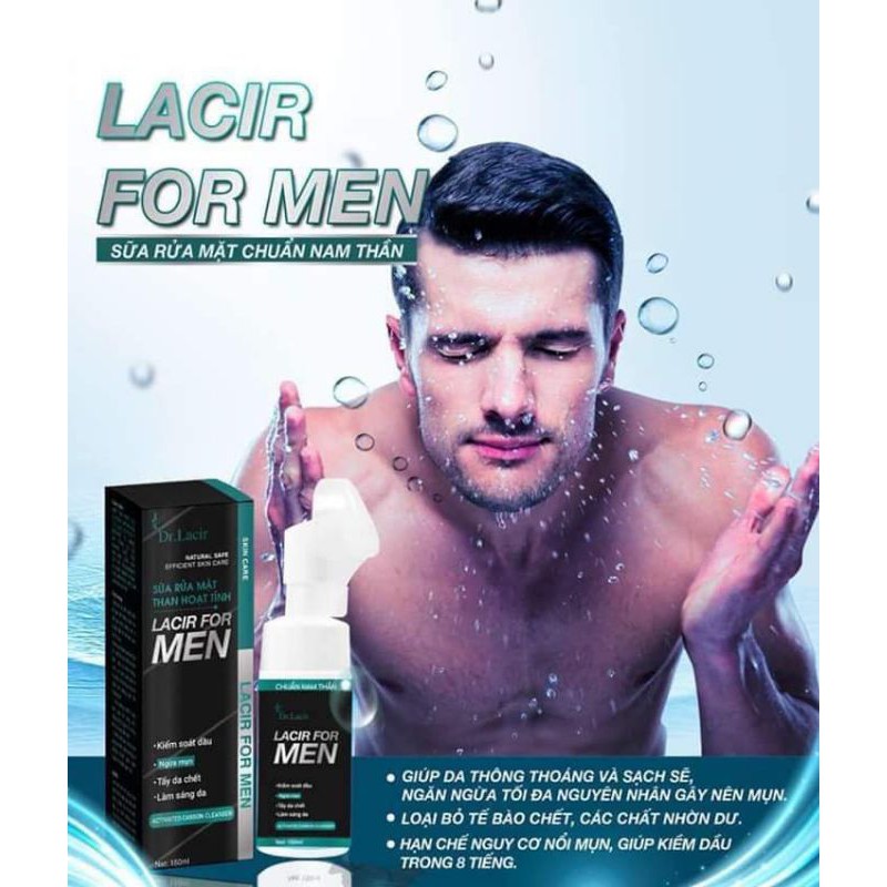 Sữa Rửa Mặt Nam Dr Lacir - Lacir For Men 150ml - Đầu cọ sillicon sạch gấp 10 lần
