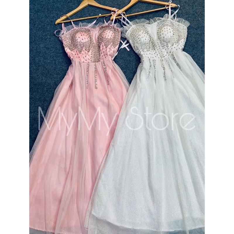 Đầm dự tiệc 2 dây kết cườm TRIPBLE T DRESS -size M/L (kèm ảnh/video thật) MS331V