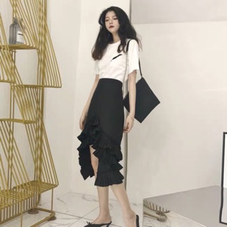 Set áo thun chân váy đuôi cá xếp ly bèo (feedback)