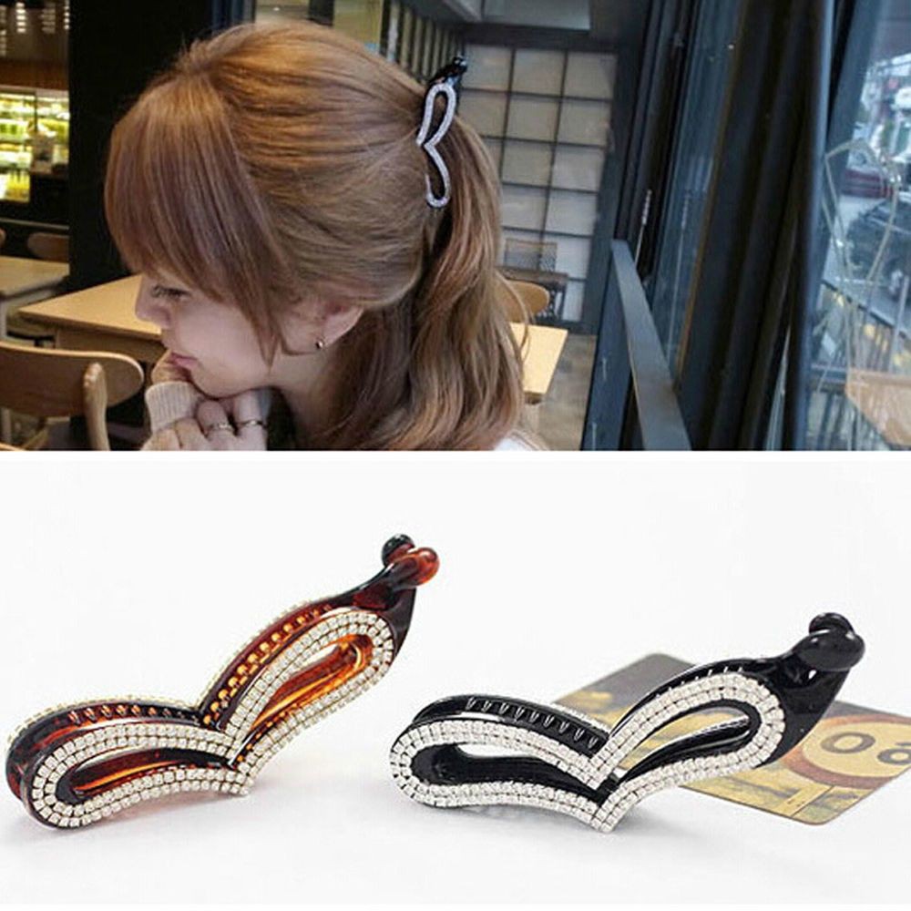 Kẹp tóc Acrylic hình trái tim khảm đá lấp lánh thanh lịch cho nữ