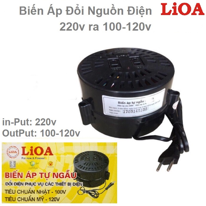 Biến áp đổi điện 220v ra 100-120vol Lioa
