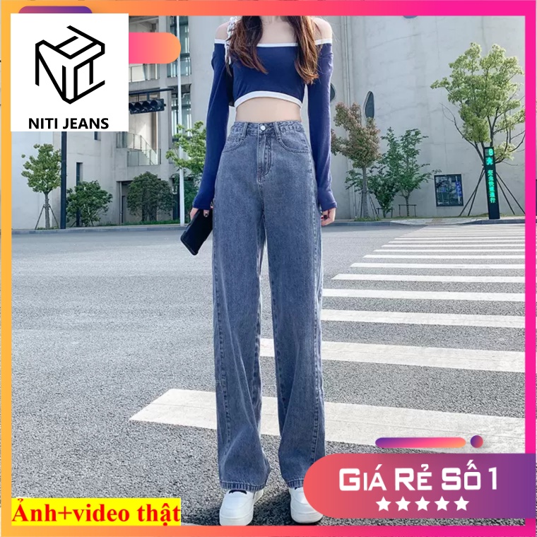 ( VIDEO 1 )QUẦN JEANS ỐNG RỘNG NỮ LƯNG CAO MÀU XANH NHẠT XANH ĐẬM LAI CUỐN FORM DÀI RỘNG TRƠN CAO CẤP NITI SIÊU ĐẲNG CẤP