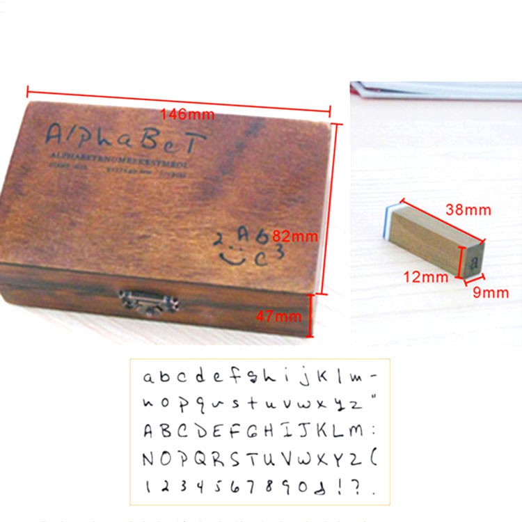 Bộ con dấu gỗ Bảng Chữ Alphabet (70 cái)