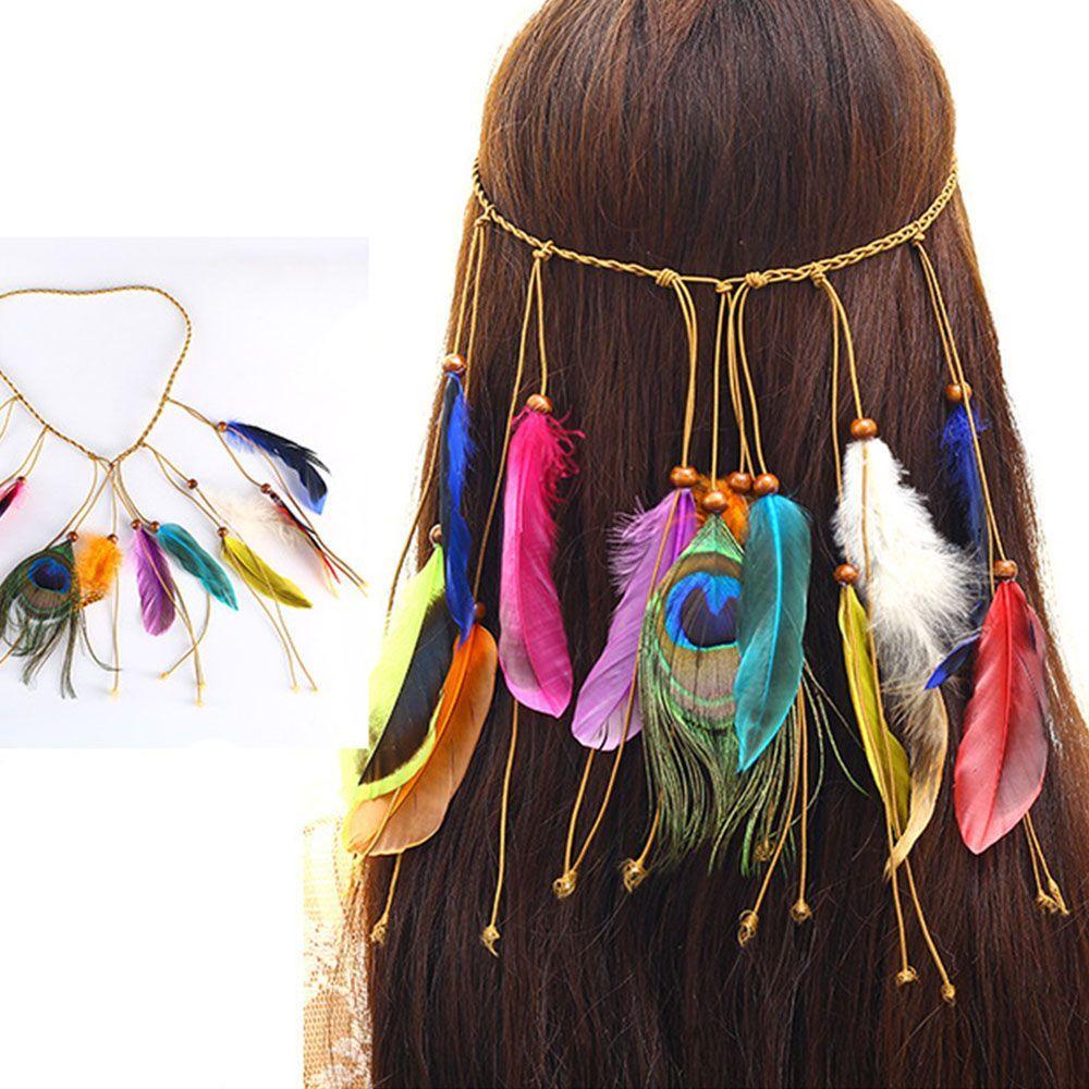 Băng Đô Cài Tóc NICKOLAS Đính Lông Vũ Phong Cách Boho Thời Trang Cho Nữ