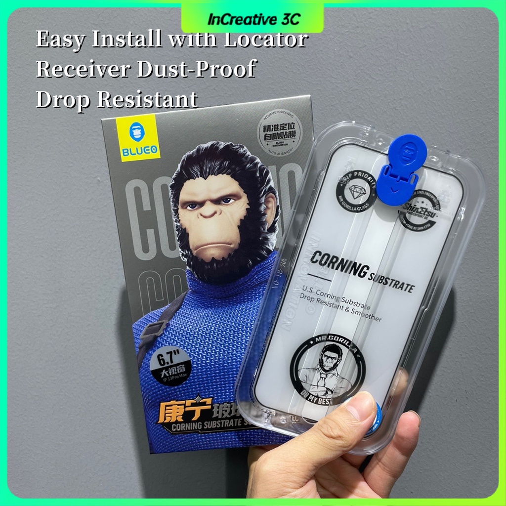 Blueo Privacy Tempered Glass Clear screen protector Toàn Bộ Kính Cường Lực HD Trong Suốt Chống Chói & Dấu Vân Tay Cho iphone 15 14 13 Pro Max pm Plus full cover anti-scratch anti-fingerprint screen glass