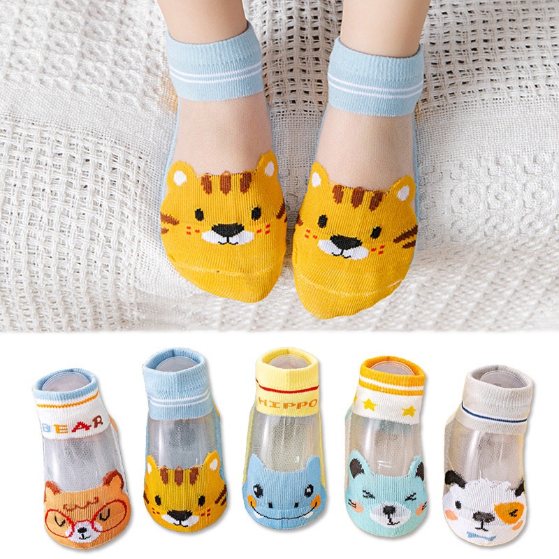 Set 5 Đôi Vớ Cotton Mỏng Thoáng Khí Họa Tiết Hoạt Hình Cho Bé 0-6 Tuổi