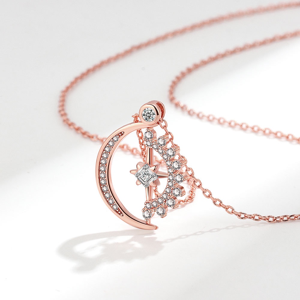 Bộ Vòng cổ Mặt Trời Và Mặt Trăng Đính Đá Zircon Giả Kim Cương