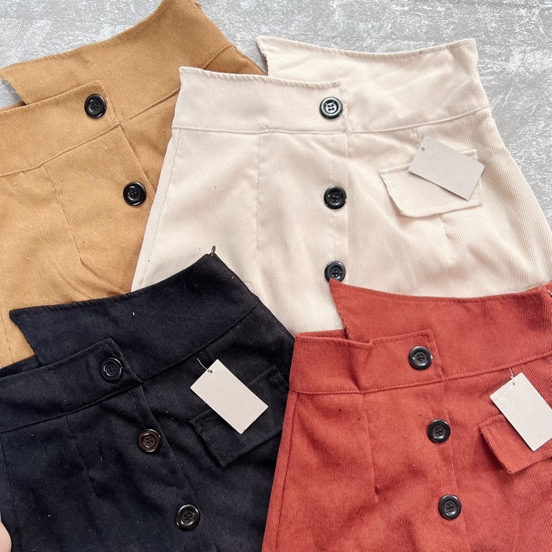 Chân Váy Nhung Chữ A Cạp Cao Vạt Chéo 3 Khuy Hot Trend C044 | BigBuy360 - bigbuy360.vn