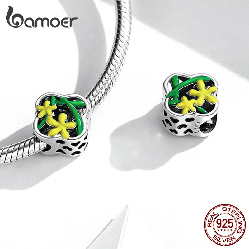 Mặt phụ kiện Bamoer Scc2018 dòng thực vật bằng bạc 925 dùng cho đồ trang sức tự làm 5 loại tùy chọn