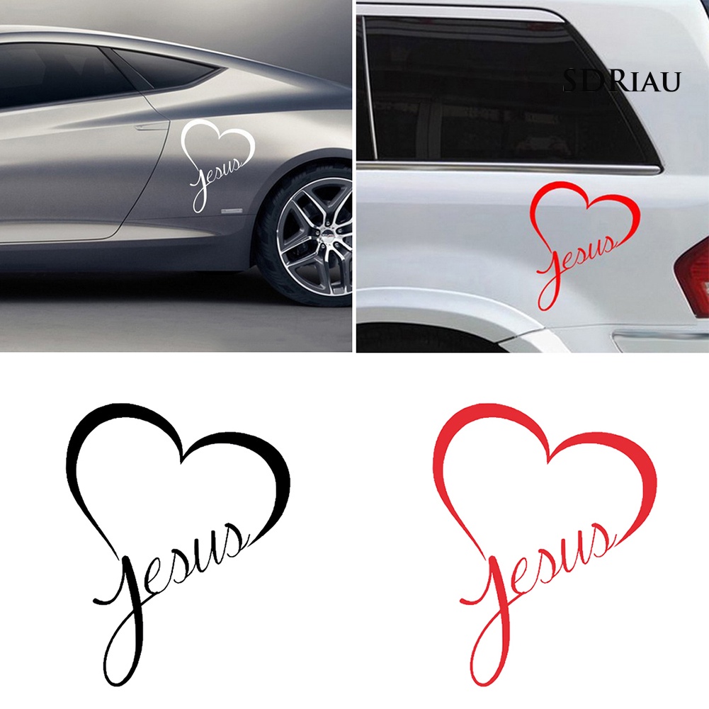 Miếng Dán Trang Trí Cửa Sổ Xe Hơi Chống Nước Tháo Được Hình Chúa Jesus Và Trái Tim