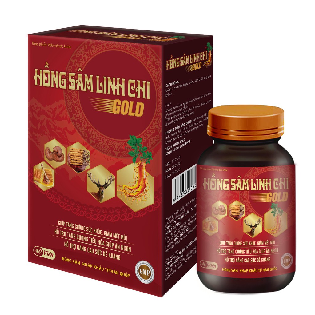 Hồng sâm Linh chi Gold tăng cường sức khỏe,giảm mệt mỏi,cung cấp dưỡng chất và vitamin, hộp 40 viên