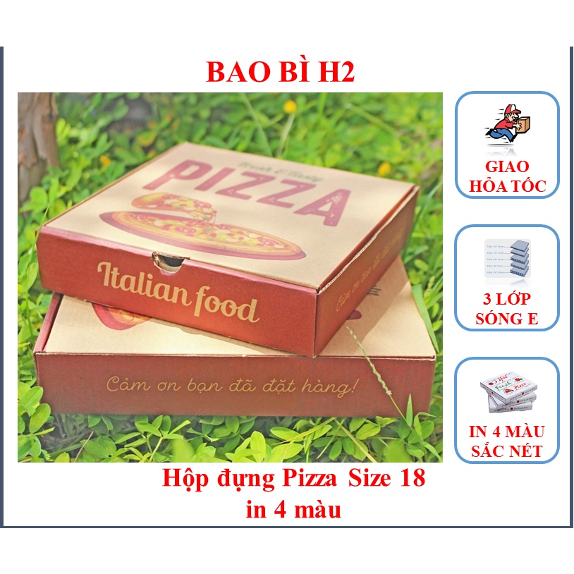 Combo 50 hộp Pizza size 18cm in sẵn giá sỉ