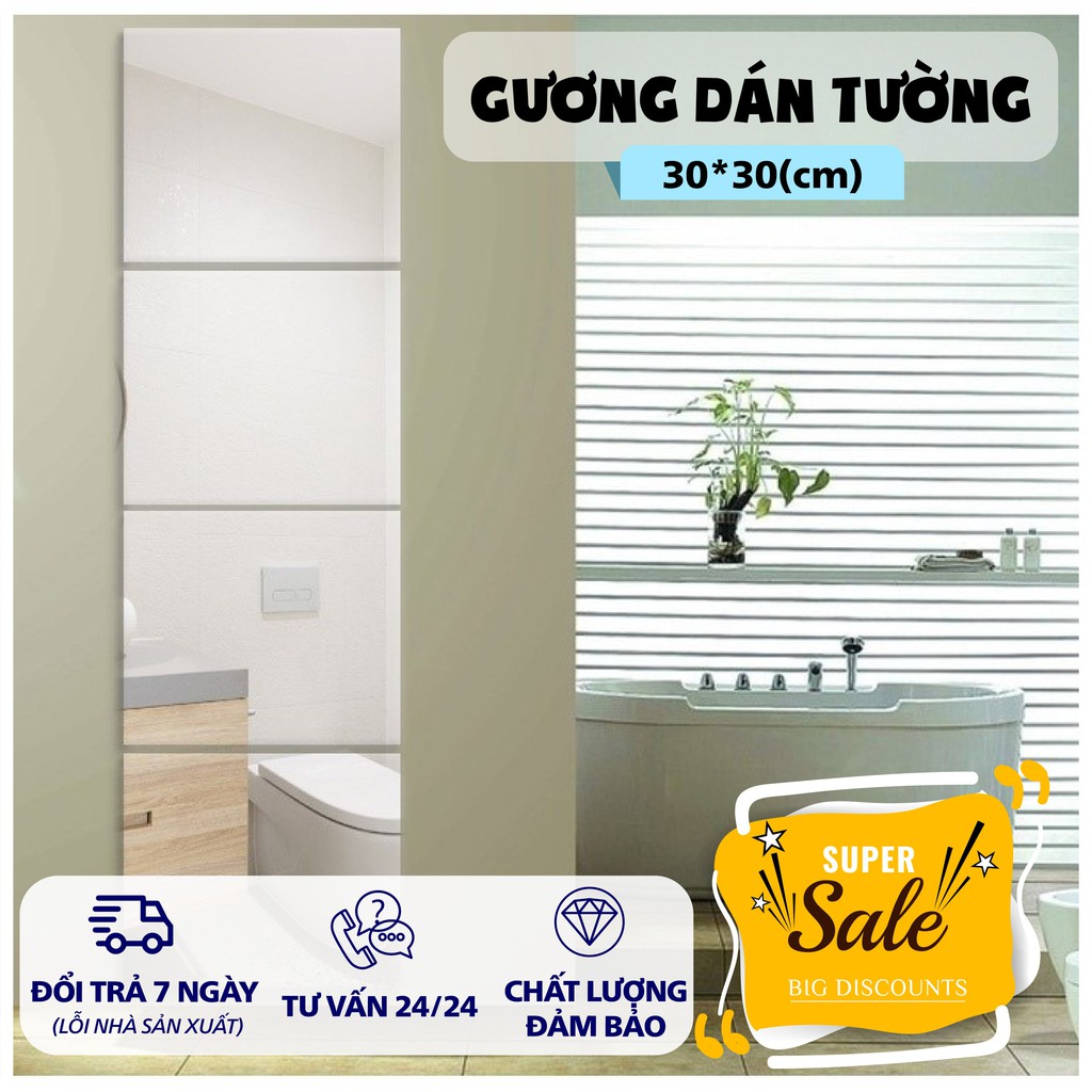 [LOẠI TỐT]Gương dán tường 30x30cm bền đẹp cao cấp 2021, gương dán tường trang trí, lắp nhà vệ sinh