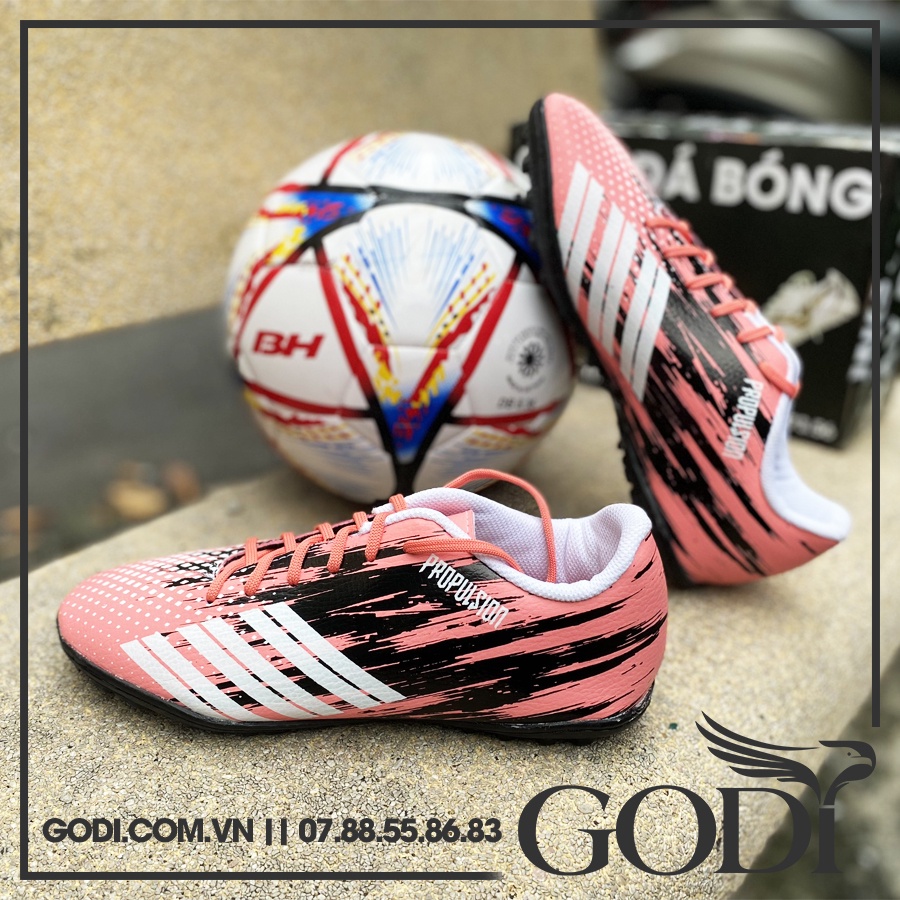 Giày đá bóng màu hồng đã khâu Full đế_Giày đinh đá banh sân cỏ nhân tạo_Giày bóng đá giá tốt size 36-37-38 đến 43 - Godi