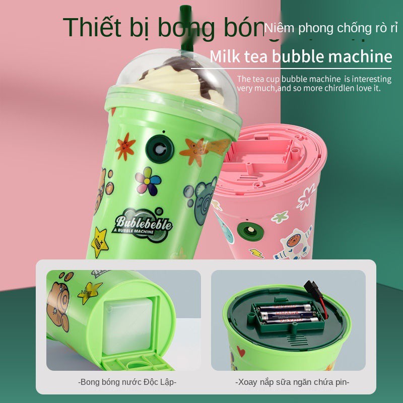 Douyin cùng kiểu dáng của người nổi tiếng mạng full cup girl tim trà sữa máy thổi bong bóng tự động trẻ em đồ chơi