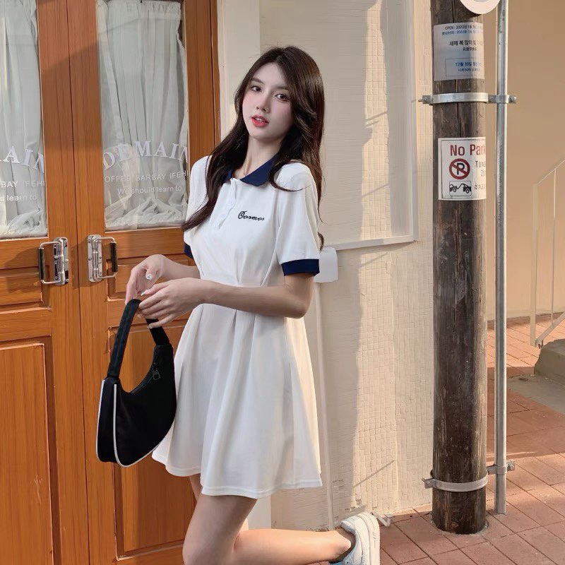 Váy polo nữ dáng ôm cộc tay chất liệu bozip siêu mềm siêu hot