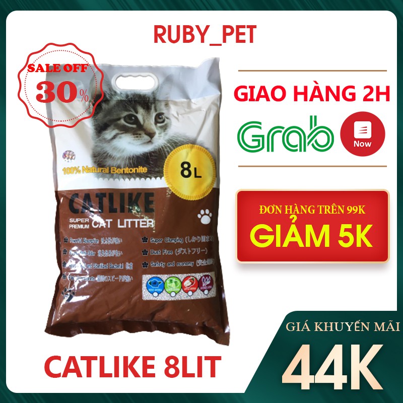 Cát mèo ✅NOW SHIP HN✅ CATLIKE 8 Lít, vón cục, hút ẩm, khử mùi tốt hương cafe