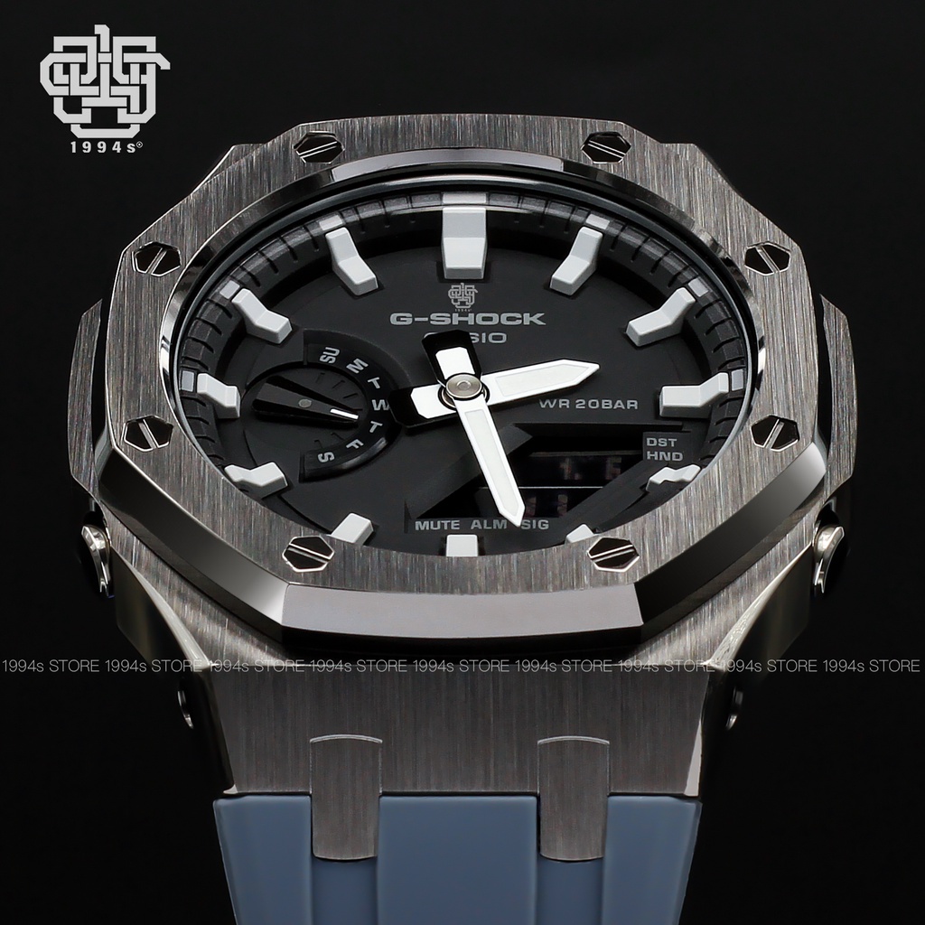 Đồng hồ nam Casio G-Shock GA-2100-1A custom AP Royal Oak, Titanium x Gray, hàng chính hãng, bảo hành 05 năm