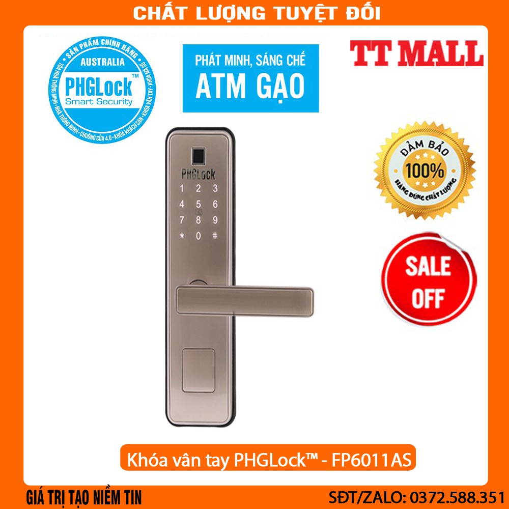 Khóa vân tay ,mã số,thẻ từ cho cửa phòng PHGLock™ - FP6011AS màu bạc chính hãng bảo hành 24 tháng .