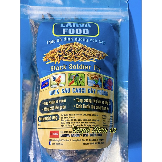 Sâu canxi sấy khô thức cho cá, chim, các loại Larva Food Black Soldier Fly (50gram)