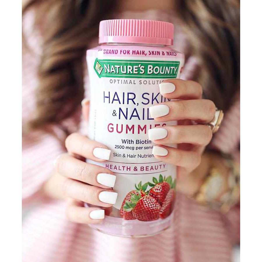 Kẹo dẻo Hair skin nails gummies Nature's Bounty Làm Đẹp Da, Giúp Tóc, Móng Chắc Khỏe, Sáng Bóng