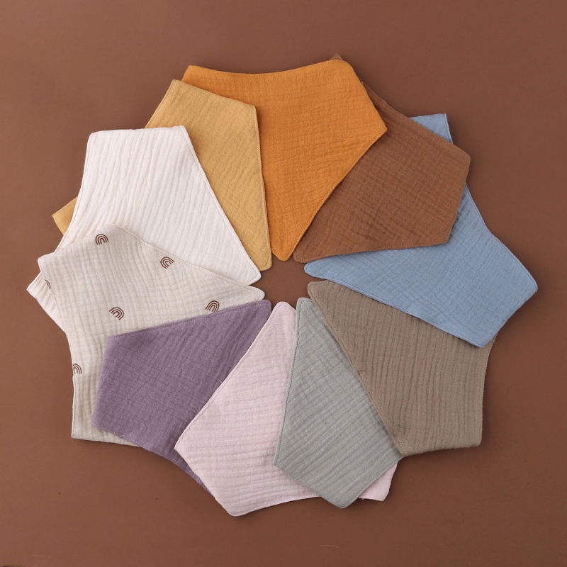 [Hàng mới về] Yếm ăn tam giác bằng vải cotton màu sắc dễ thương cho trẻ em