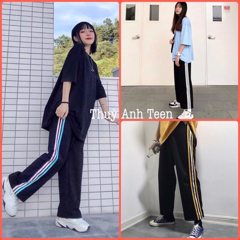 Quần sọc ống xuông rộng, quần ba line Unisex | WebRaoVat - webraovat.net.vn