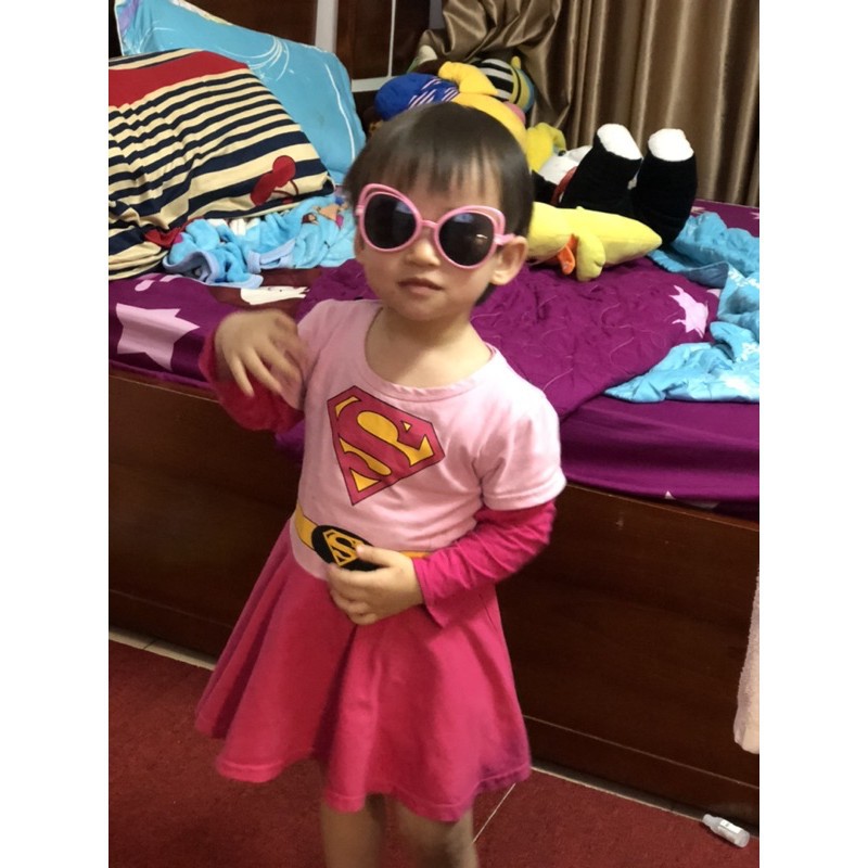 Váy bé gái siêu nhân cotton 100% co giãn 4 chiều thấm mồ hôi siêu tốt (tặng áo choàng) Herokids SUPERGIRL02