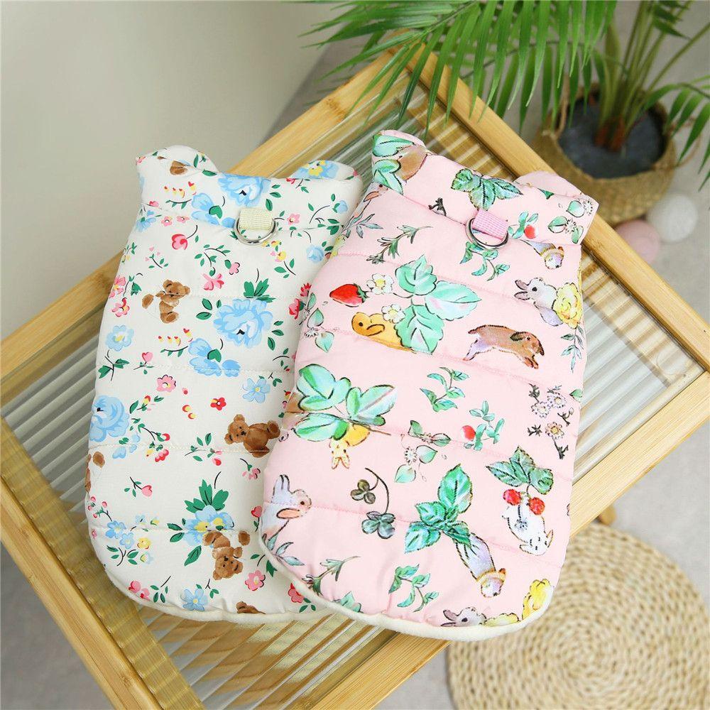 Áo Khoác Giữ Ấm In Họa Tiết Hoạt Hình Kèm Dây Dắt Dành Cho Thú Cưng LAYOR1