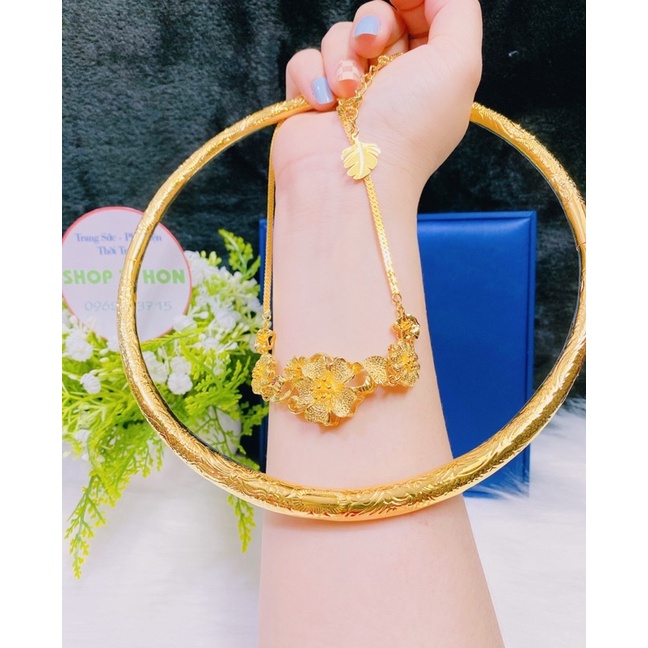 set 1 kiềng cổ chạm rồng phụng 1 dây chuyền hoa mai dát vàng 24 cao cấp mẫu mới cực đẹp có tặng kèm hộp nhung đỏ đựng
