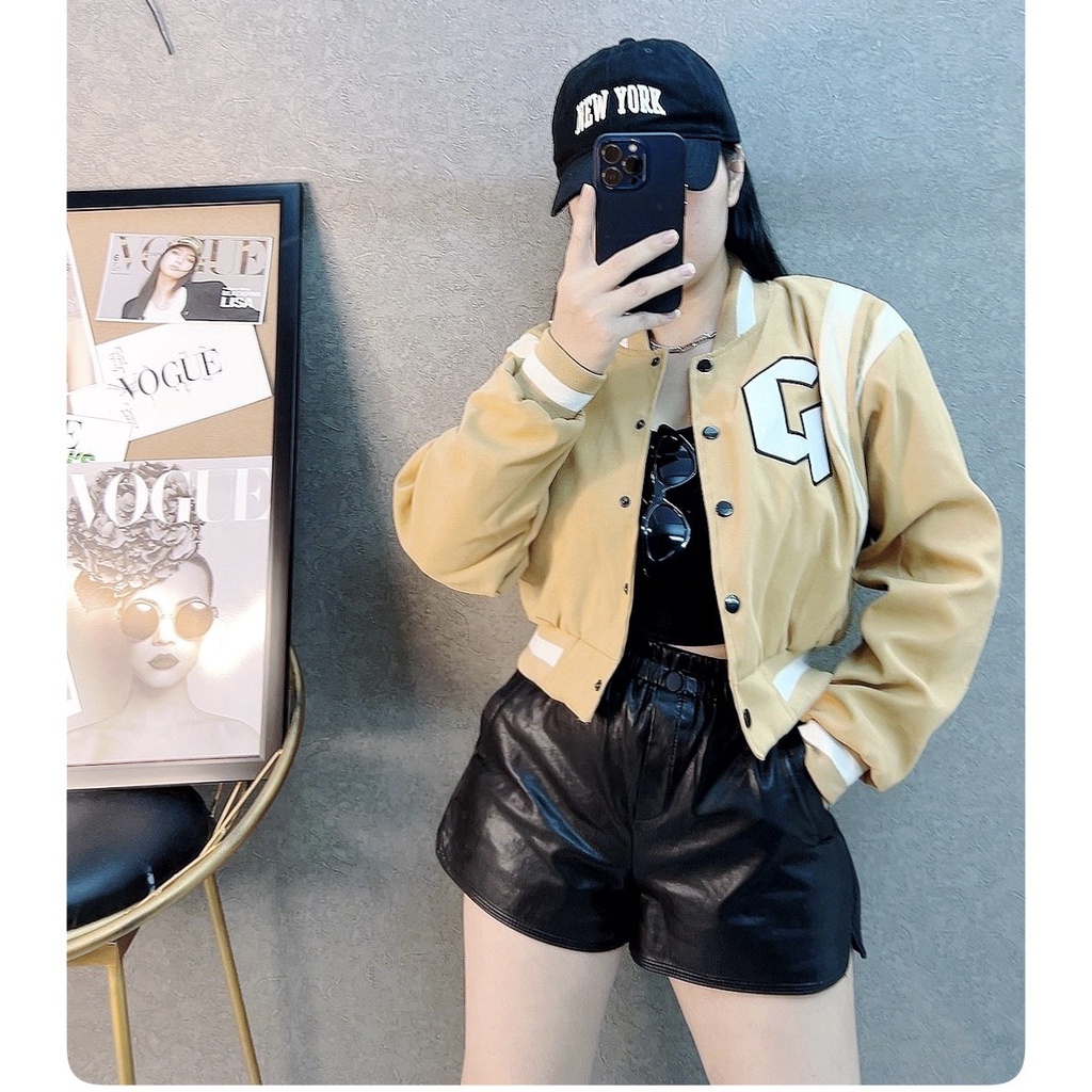 Aó khoác bomber nữ,áo khoác dáng ngắn croptop xinh xắn Chuẩn mã hót girl