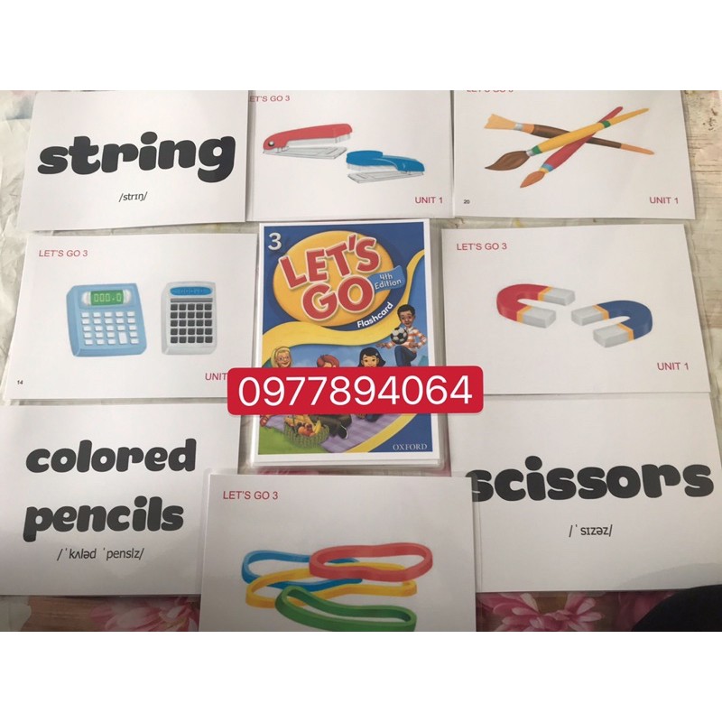 Flashcards Thẻ Tiếng Anh Let’s go 3 phiên bản 4th ép plastics  bền đẹp