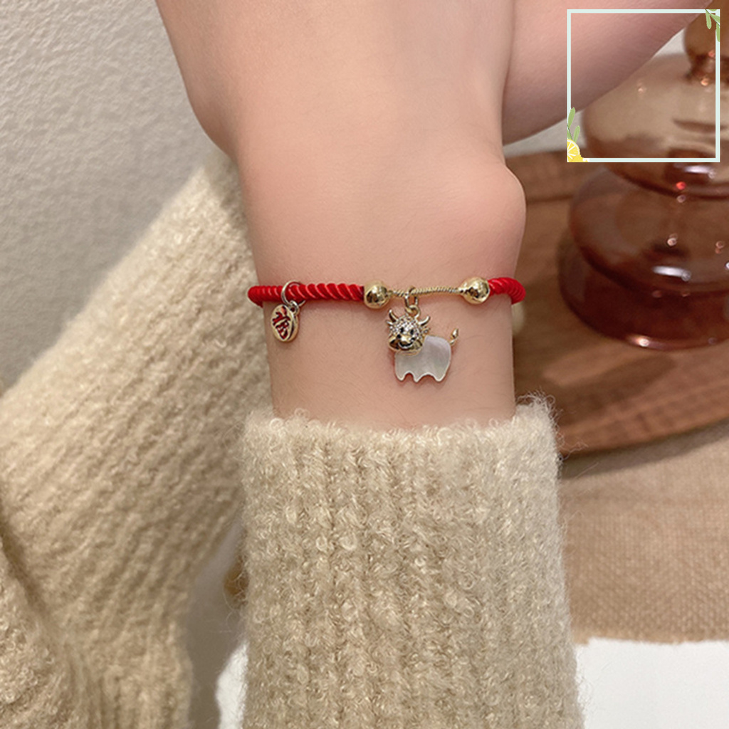 austinstore Braided Bracelet Chinese Zodiac Lucky Symbol Alloy Adjustable Charm Ox Bangle for Spring Festival