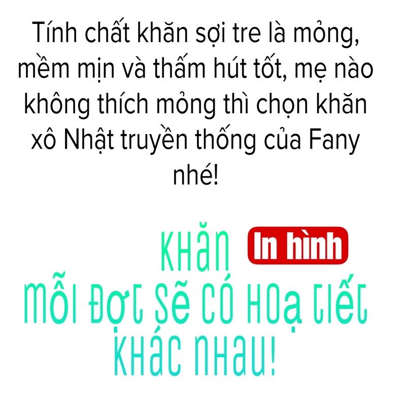 Bịch 6 Khăn Xô Chất Bambo In Hình Họa Tiết Dòng Cao Cấp, Chất Vải Mỏng Mềm Mịn, Khăn Sữa Cho Bé Hiệu Fany