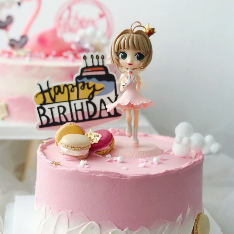 phụ kiện bánh kem sinh nhật [FREESHIP❤️] công chúa sakura hồng mẫu mới