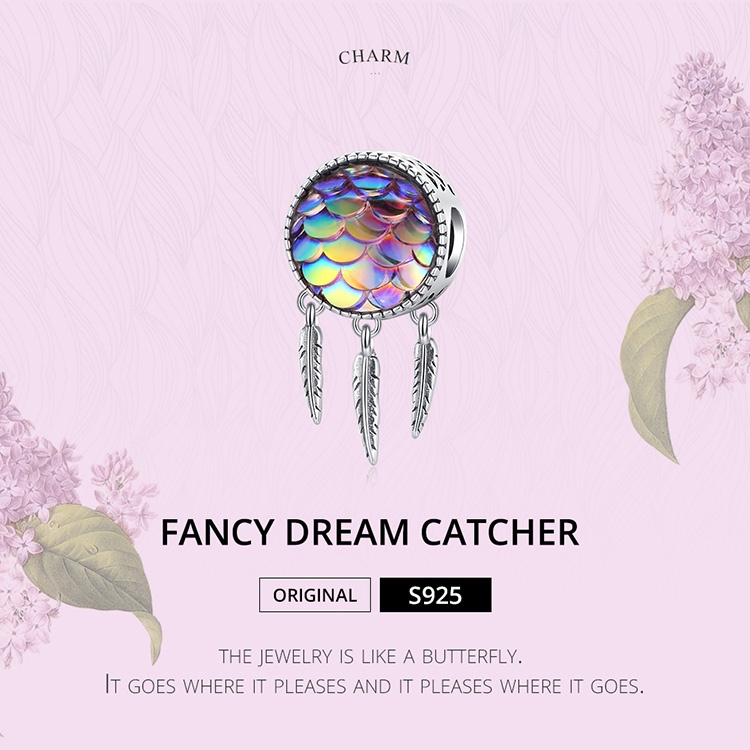 Mặt phụ kiện xỏ vòng tay BAMOER SCC1985 bằng bạc 925 tạo hình dreamcatcher sang trọng